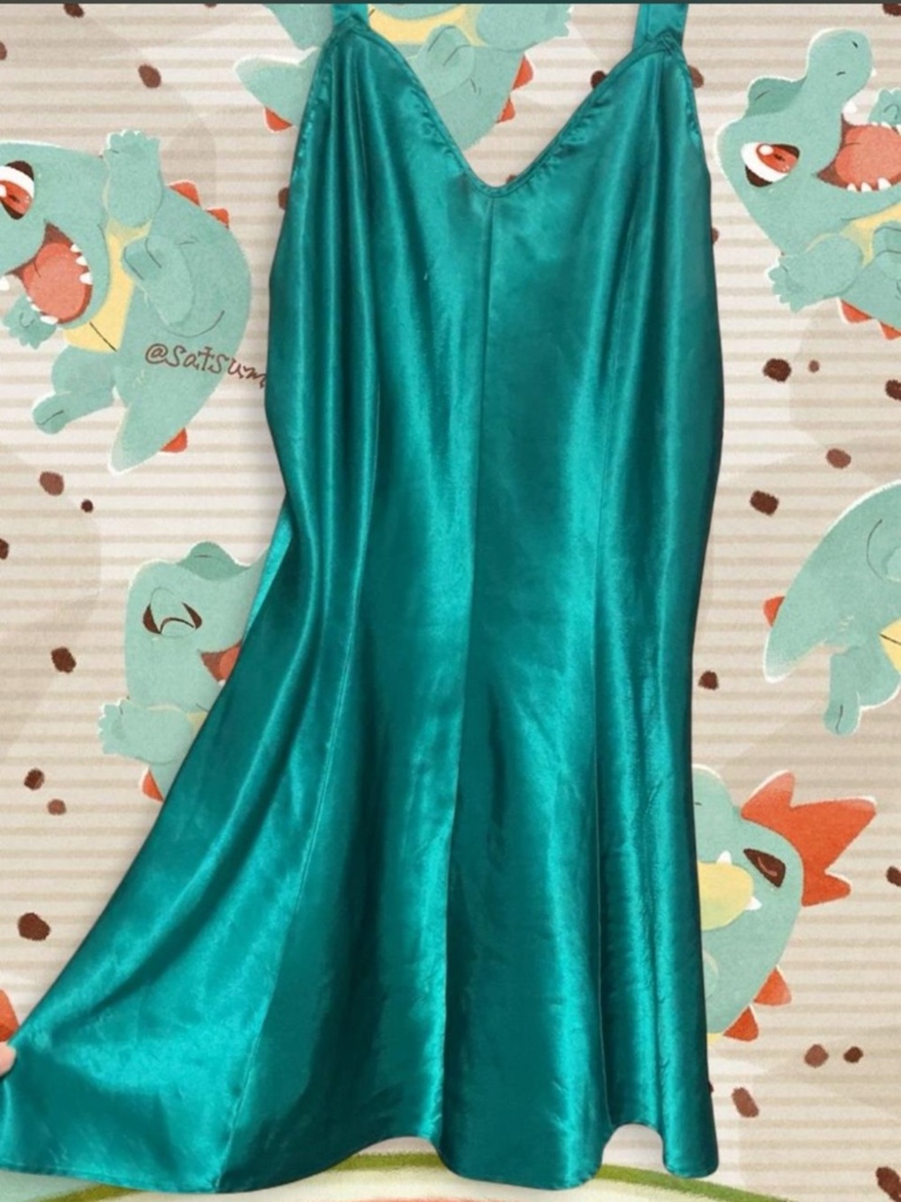 Satin green Slip Dress